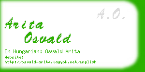 arita osvald business card
